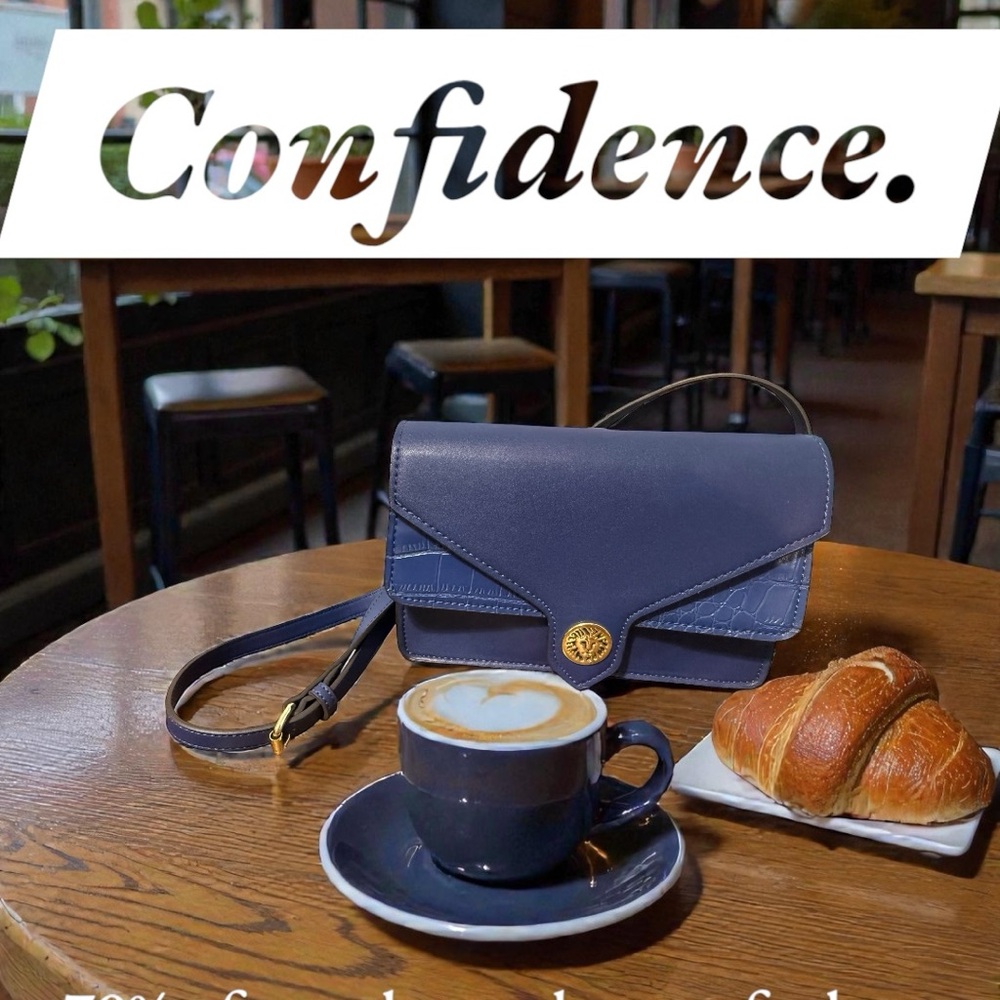 Anne Klein - Elegant Blue Crossbody Double Flap Bag